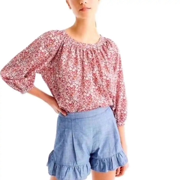 J. Crew Tops - J. CREW Liberty Fabric Floral Oversized Peasant Sleeve Blouse, Size X-Small